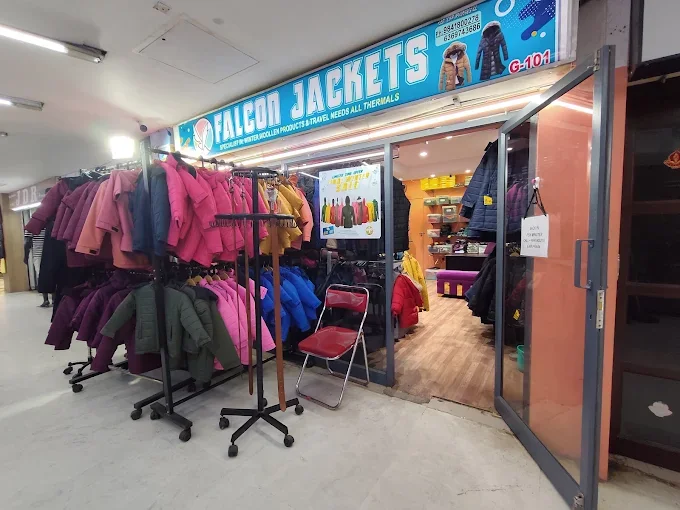 Winter jackets displayed in store
